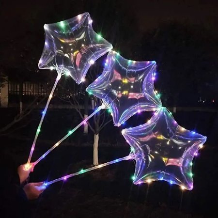 بالون شفاف مع إضاءة وعصا نجمة